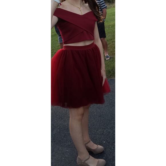 Harper Lemon Womens Prom Formal Two Piece Mini Dress Size M Cranberry - Picture 11 of 13